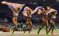             US women scorch to world record in sprint relay
      